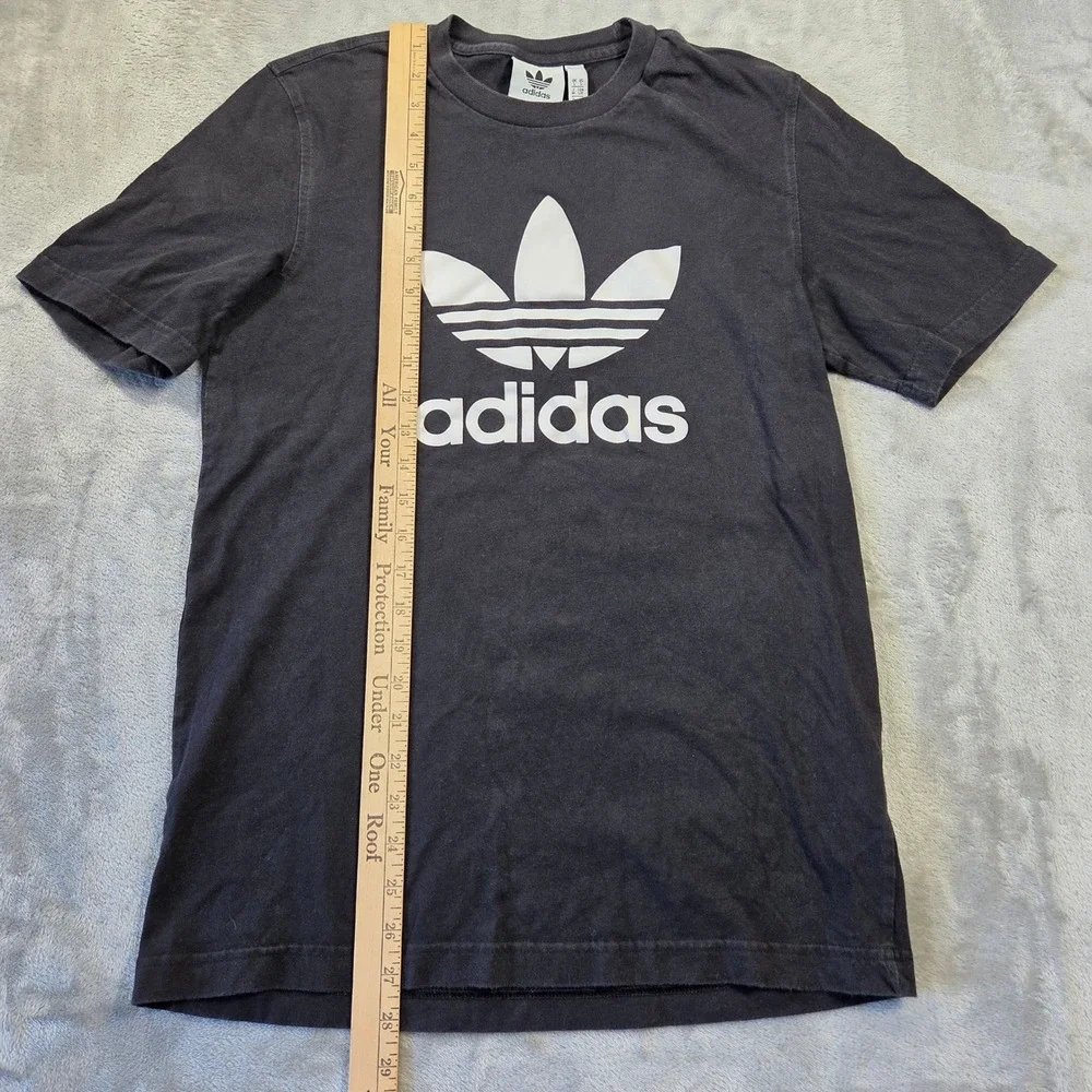 Adidas Originals Trefoil Graphic T-Shirt Mens Small Black White Logo Tee Cotton